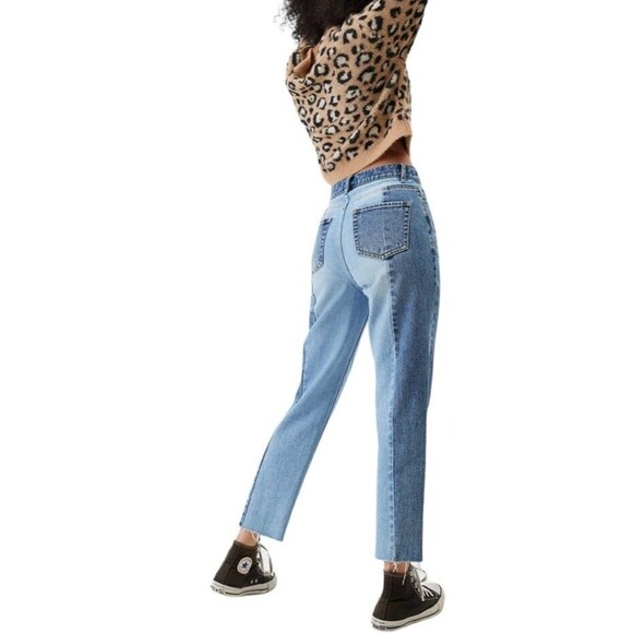 PacSun Jeans Women's Size 23 Button-Fly High Rise Straight Crop 2-Tone Denim - Picture 13 of 15